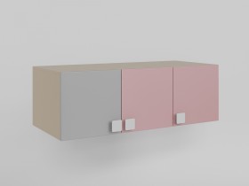 Антресоль на шкаф 3-х створчатый (Розовый/Серый/корпус Клен) в Горняке - gornyak.katalogmebeli.com | фото