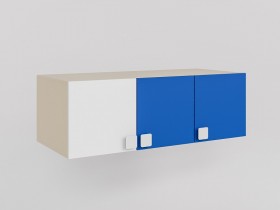 Антресоль на шкаф 3-х створчатый Скай люкс (Синий/Белый/корпус Клен) в Горняке - gornyak.katalogmebeli.com | фото