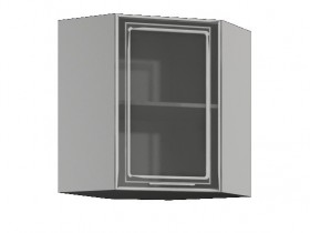 Бетон ШВУС 600*600 Шкаф верхний угловой со стеклом в Горняке - gornyak.katalogmebeli.com | фото