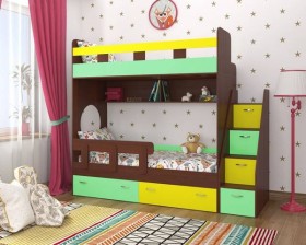 Детская двухъярусная кровать Юниор-1 Белый/Синий Распродажа в Горняке - gornyak.katalogmebeli.com | фото 4