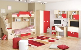 Детская комната Бэрри (Бежевый/Красный/корпус Клен) в Горняке - gornyak.katalogmebeli.com | фото 2