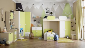 Детская комната Эппл (Зеленый/Белый/корпус Клен) в Горняке - gornyak.katalogmebeli.com | фото 13