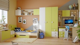 Детская комната Эппл (Зеленый/Белый/корпус Клен) в Горняке - gornyak.katalogmebeli.com | фото 11