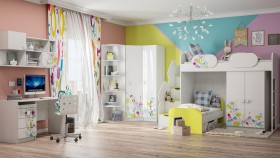 Детская комната Флер (Белый/корпус Выбеленное дерево) в Горняке - gornyak.katalogmebeli.com | фото 3