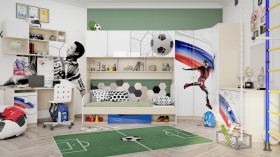 Детская комната Футбол ЧМ (Белый/Синий/корпус Клен) в Горняке - gornyak.katalogmebeli.com | фото 2