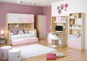 Детская комната Грэйси (Розовый/Серый/корпус Клен) в Горняке - gornyak.katalogmebeli.com | фото 2