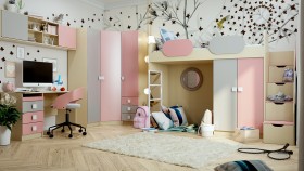 Детская комната Грэйси (Розовый/Серый/корпус Клен) в Горняке - gornyak.katalogmebeli.com | фото 1