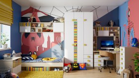 Детская комната Клаксон без машинок (Белый/корпус Клен) в Горняке - gornyak.katalogmebeli.com | фото 1