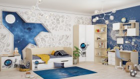 Детская комната Санни (Белый/корпус Клен) в Горняке - gornyak.katalogmebeli.com | фото 2