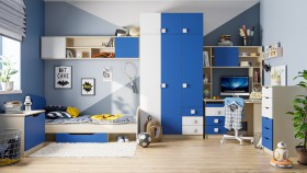 Детская комната Скай (Синий/Белый/корпус Клен) в Горняке - gornyak.katalogmebeli.com | фото