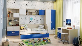 Детская комната Скай Люкс (Синий/Белый/корпус Клен) в Горняке - gornyak.katalogmebeli.com | фото
