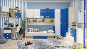 Детская комната Скай Люкс (Синий/Белый/корпус Клен) в Горняке - gornyak.katalogmebeli.com | фото 3