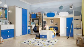 Детская комната Скай Люкс (Синий/Белый/корпус Клен) в Горняке - gornyak.katalogmebeli.com | фото 5
