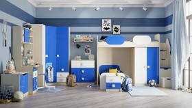 Детская комната Скай Люкс (Синий/Белый/корпус Клен) в Горняке - gornyak.katalogmebeli.com | фото 7
