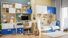 Детская комната Скай Люкс (Синий/Белый/корпус Клен) в Горняке - gornyak.katalogmebeli.com | фото 9