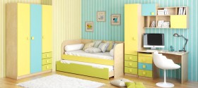 Детская комната Смайли (Желтый/Голубой/Зеленый/корпус Клен) в Горняке - gornyak.katalogmebeli.com | фото 1