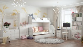 Детская комната Совушки (Белый/корпус Выбеленное дерево) в Горняке - gornyak.katalogmebeli.com | фото 3