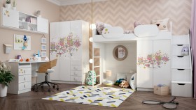 Детская комната Совушки (Белый/корпус Выбеленное дерево) в Горняке - gornyak.katalogmebeli.com | фото