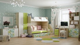 Детская комната Твит (Белый/Зеленый/корпус Клен) в Горняке - gornyak.katalogmebeli.com | фото 4