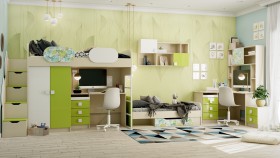 Детская комната Твит (Белый/Зеленый/корпус Клен) в Горняке - gornyak.katalogmebeli.com | фото 8