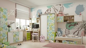 Детская комната Твит (Белый/Зеленый/корпус Клен) в Горняке - gornyak.katalogmebeli.com | фото