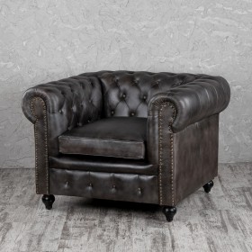 Кресло кожаное Лофт Честер (акация) в Горняке - gornyak.katalogmebeli.com | фото