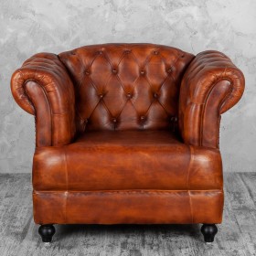 Кресло кожаное Лофт Честер-Нью (Коричневый, Рыжий) в Горняке - gornyak.katalogmebeli.com | фото 7