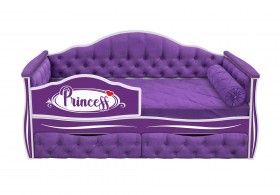 Кровать 160 серии Иллюзия 2 ящика 32 Фиолетовый (мягкие боковые накладки/подушка валик) в Горняке - gornyak.katalogmebeli.com | фото
