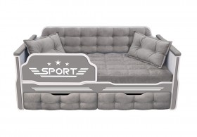 Кровать 160 серии Спорт 2 ящика 45 Серый (подушки) в Горняке - gornyak.katalogmebeli.com | фото