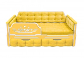 Кровать 160 серии Спорт 2 ящика 74 Жёлтый (мягкие боковые накладки) в Горняке - gornyak.katalogmebeli.com | фото