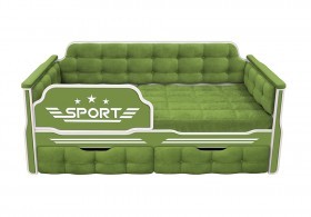 Кровать 160 серии Спорт 2 ящика 76 Зелёный (мягкие боковые накладки) в Горняке - gornyak.katalogmebeli.com | фото