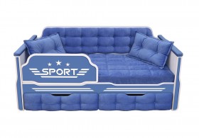 Кровать 160 серии Спорт 2 ящика 85 Синий (подушки) в Горняке - gornyak.katalogmebeli.com | фото