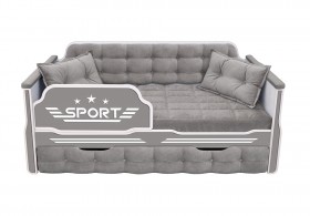 Кровать 170 серии Спорт 1 ящик 45 Серый (подушки) в Горняке - gornyak.katalogmebeli.com | фото