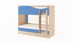 Кровать 2-х ярусная с ящиками (Беленый дуб/Синий) в Горняке - gornyak.katalogmebeli.com | фото 1