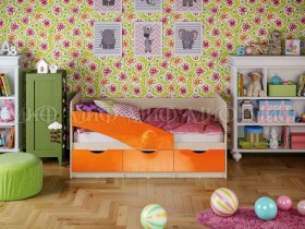 Кровать Бабочки 1,6м (Оранжевый металлик) в Горняке - gornyak.katalogmebeli.com | фото