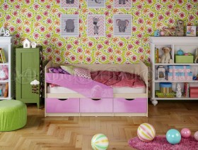Кровать Бабочки 1,6м (Сиреневый металлик) в Горняке - gornyak.katalogmebeli.com | фото