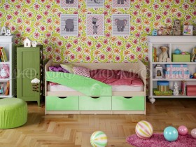 Кровать Бабочки 2,0м (Салатовый металлик) в Горняке - gornyak.katalogmebeli.com | фото