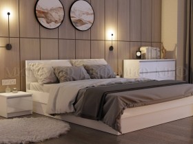 Кровать Челси 1400 (Белый/Белый глянец) в Горняке - gornyak.katalogmebeli.com | фото 2