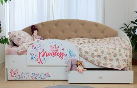 Кровать детская Эльза с бортиком Принцесса Белый/Бежевый в Горняке - gornyak.katalogmebeli.com | фото