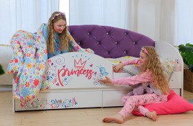 Кровать детская Эльза с бортиком Принцесса Белый/Фиолетовый в Горняке - gornyak.katalogmebeli.com | фото