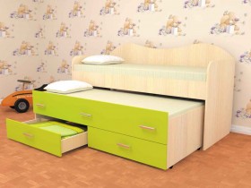 Кровать детская Нимфа двухместная 2.0 Дуб молочный/Лайм в Горняке - gornyak.katalogmebeli.com | фото 1