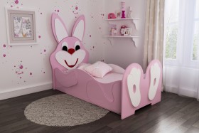 Кровать детская Зайка 1.6 Розовый/Белый в Горняке - gornyak.katalogmebeli.com | фото