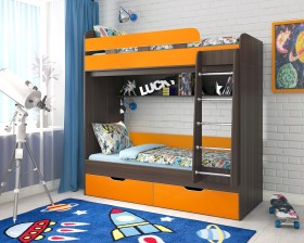 Кровать двухъярусная Юниор-5  Бодего/Оранжевый в Горняке - gornyak.katalogmebeli.com | фото