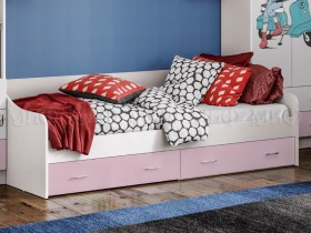 Кровать Fashion-1 Вега 0,9 м (Белый/Розовый) в Горняке - gornyak.katalogmebeli.com | фото