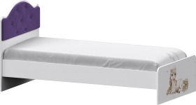 Кровать Каспер с мягкой спинкой и фотопечатью (800х1900)Белый/Фиолетовый в Горняке - gornyak.katalogmebeli.com | фото