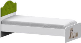 Кровать Каспер с мягкой спинкой и фотопечатью (800х1900)Белый/Лайм в Горняке - gornyak.katalogmebeli.com | фото
