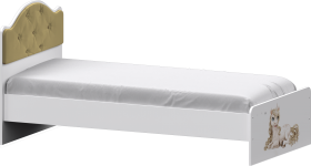 Кровать Каспер с мягкой спинкой и фотопечатью (800х1900)  Белый/Ваниль в Горняке - gornyak.katalogmebeli.com | фото