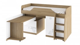 Кровать комбинированная «Оксфорд» (Ривьера/Белый с рисунком) в Горняке - gornyak.katalogmebeli.com | фото 3