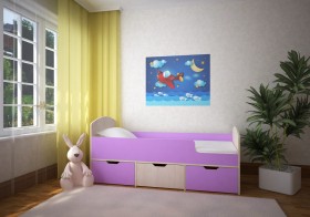 Кровать Малыш-мини Дуб молочный/Ирис в Горняке - gornyak.katalogmebeli.com | фото