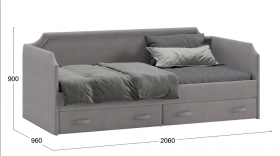 Кровать с мягкой обивкой и ящиками «Кантри» Тип 1 (900) (Велюр Светло-серый) в Горняке - gornyak.katalogmebeli.com | фото 3